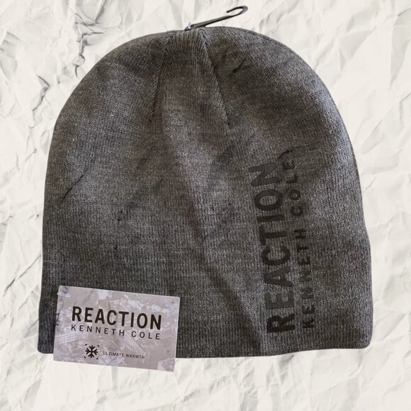 Men's Kenneth Cole FLEECE LINED Beanie Hat Gray Charcoal One Size Snow Winter - Picture 1 of 3